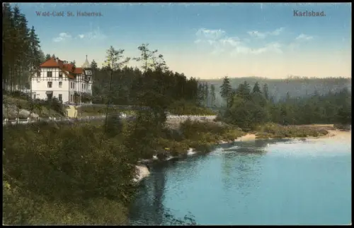 Karlsbad Karlovy Vary Wald-Café St. Hubertus. Seitenansicht 1915