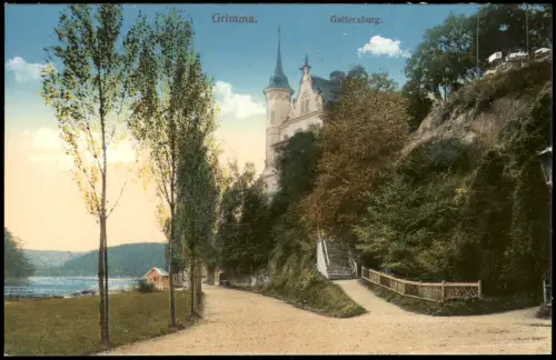Ansichtskarte Grimma Gattersburg, Treppe Aufstieg 1915