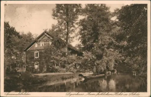 Lehde Lübbenau Spreewald Lubnjow Gasthaus zum fröhlichen Hecht Kahn 1929