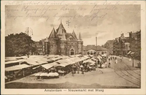 Postkaart Amsterdam Amsterdam Nieuwmarkt met Waag 1928  gel. Nachgebühr