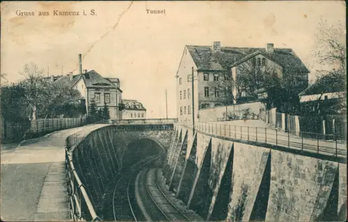 Ansichtskarte Kamenz Kamjenc Tunnel - Straßenpartie 1909
