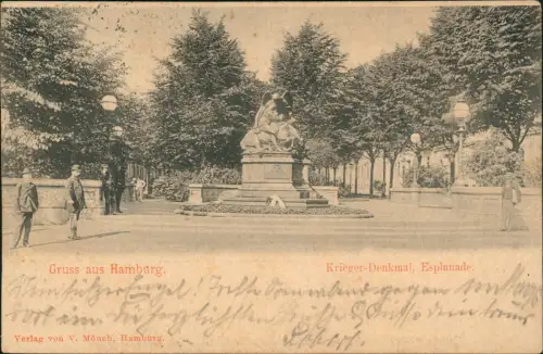 Ansichtskarte Hamburg Krieger-Denkmal, Esplanade. 1920