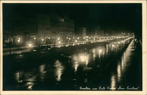 Ansichtskarte Mitte-Berlin Unter den Linden bei Nacht und Regen 1930