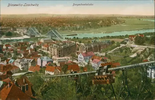 Ansichtskarte Loschwitz-Dresden Panorama und Bergschwebebahn 1914