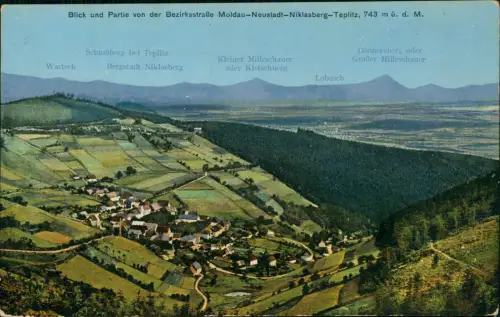 Niklasberg Mikulov v Krušných horách Lobosch Schloßberg bei Teplitz Warteck 1916