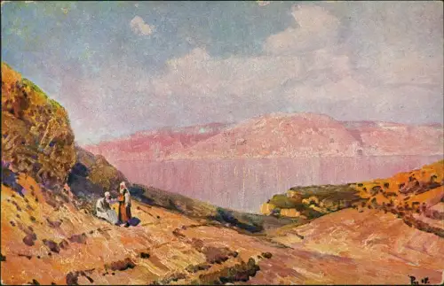 Dead Sea (Totes Meer) Salzmeer Totes Meer Israel Künstlerkarte 1918