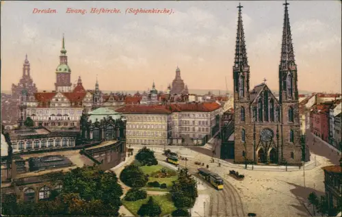 Ansichtskarte Innere Altstadt-Dresden Sophienkirche 1918
