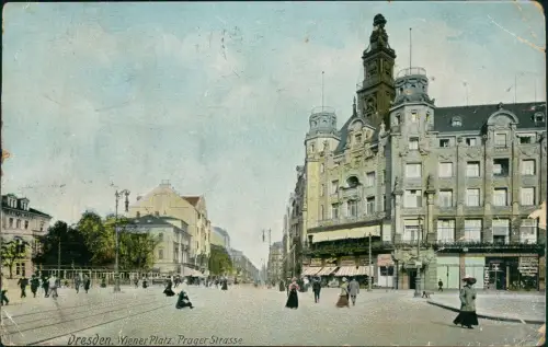 Ansichtskarte Seevorstadt-Dresden Wiener Platz, Prager Strasse 1912