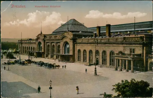 Ansichtskarte Innere Neustadt-Dresden Partie am Neustädter Bahnhof 1914