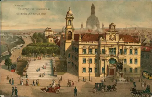 Innere Altstadt-Dresden Ständehaus Frauenkirche Künstlerkarte 1909
