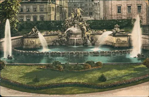 Ansichtskarte Friedrichstadt-Dresden Stadtkrankenhaus Neptunbrunnen 1910