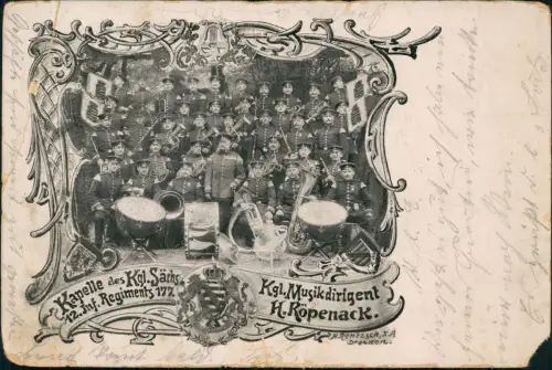 Ansichtskarte Dresden Kapelle des Kgl. Sächs. Inf. Regiment H. Röpenack 1901
