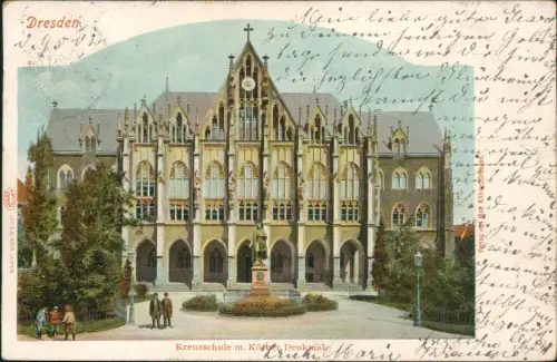 Ansichtskarte Innere Altstadt-Dresden Kreuzschule am Georgplatz 1902