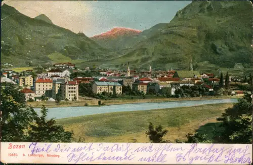 Cartolina Bozen Bolzano Blick auf die Stadt 1907