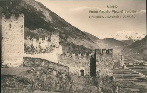 Cartolina Grosio Antico Castello Visconti Venosta 1915