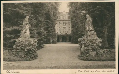 Ansichtskarte Neschwitz Njeswačidło Der Park mit dem alten Schloß 1928
