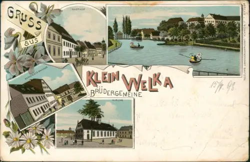 Litho AK Kleinwelka Mały Wjelkow Gruss aus... Gasthaus Schwesternhaus Stadt 1898