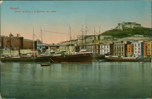Cartolina Neapel Napoli Castel S. Elmo e S. Martino dal mare 1913