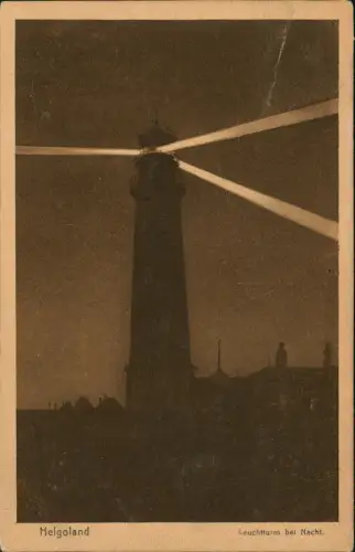 Ansichtskarte Helgoland (Insel) Leuchtturm bei Nacht 1926