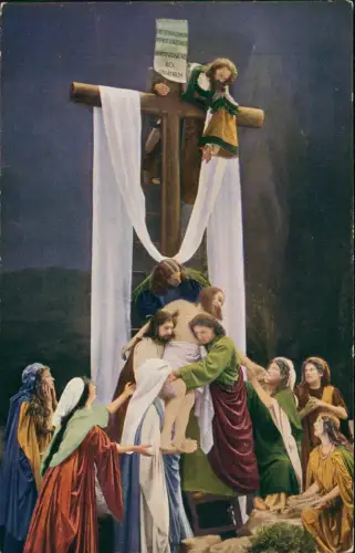 Ansichtskarte Oberammergau Passionsspiele Kreuzabnahme 1913