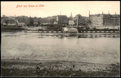 Ansichtskarte Riesa Stadtpartie Dampfer Pillnitz 1914