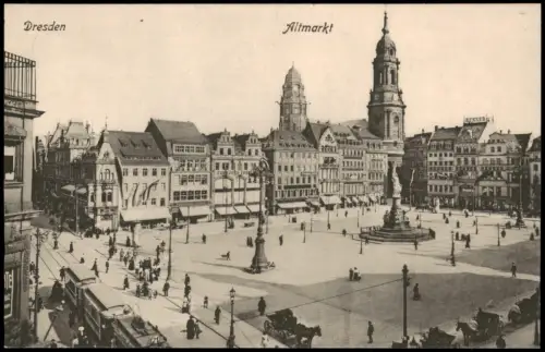Ansichtskarte Innere Altstadt-Dresden Altmarkt Straßenbahn 1915