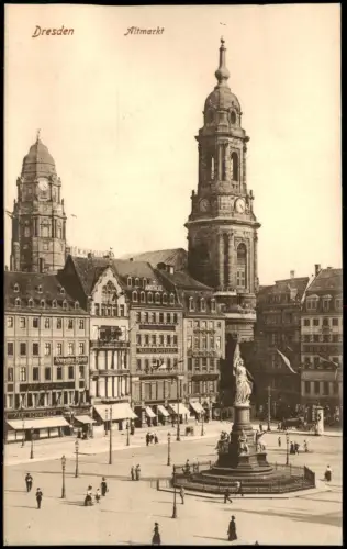 Ansichtskarte Innere Altstadt-Dresden Altmarkt Seidenhaus Apotheke 1915