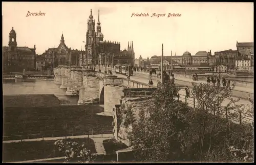 Innere Altstadt-Dresden Straßenszene Friedrich August Brücke 1915
