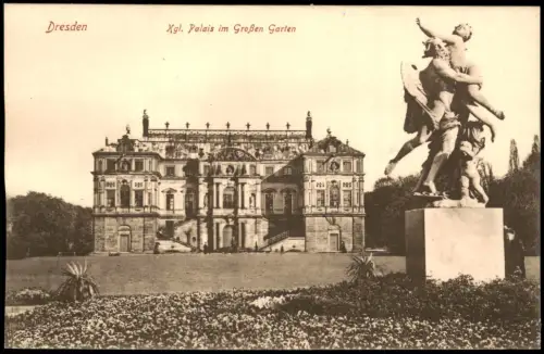 Seevorstadt-Ost/Großer Garten-Dresden Kgl. Palais im Großen Garten Statue 1915