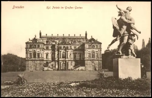 Seevorstadt-Ost/Großer Garten-Dresden Kgl. Palais im Großen Garten Statue 1915
