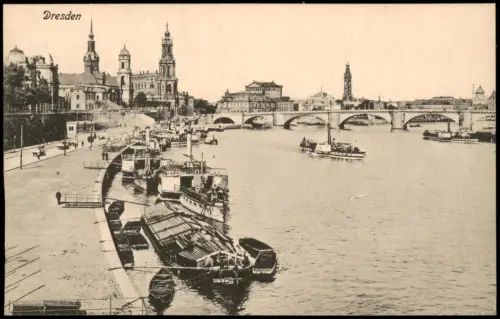 Ansichtskarte Dresden Altstadt und Dampfer 1915