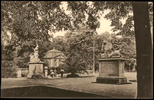 Großer Garten-Dresden Partie im Kgl. Großen Garten Eingang Statuen 1915