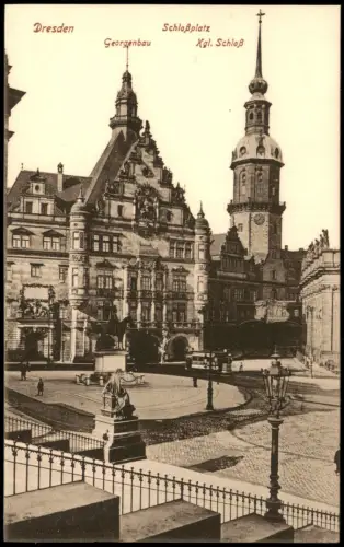 Ansichtskarte Innere Altstadt-Dresden Schloßplatz Schloß Georgenbau 1915