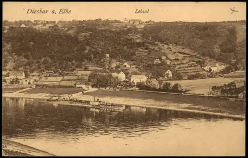 Ansichtskarte Diesbar (Elbe)-Nünchritz (Elbe) Löbsal - Dampfer 1917