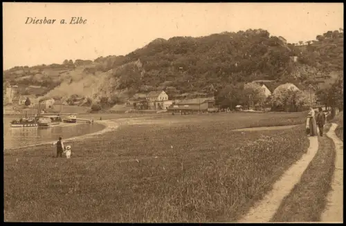 Ansichtskarte Diesbar (Elbe)-Nünchritz (Elbe) Dampfer Elbweg Dampfer 1915