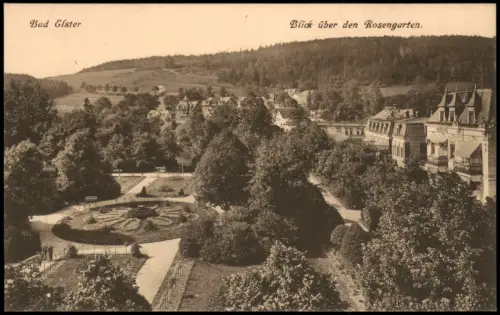 Ansichtskarte Bad Elster Blick über den Rosengarten. 1917