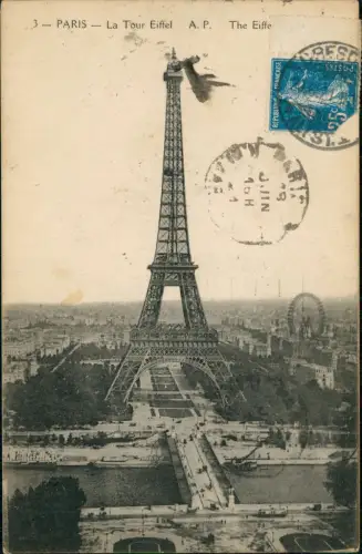 CPA Paris Eiffelturm Tour Eiffel Riesenrad Stadt 1921