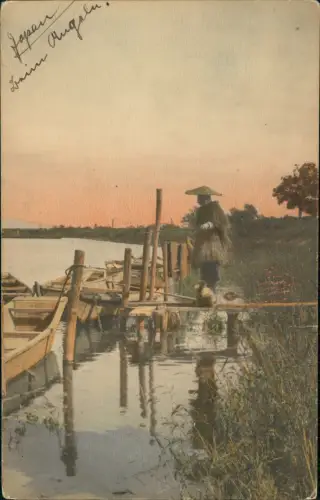 Postcard Japan Typen Japan Mann am Bootssteg Nippon 1912