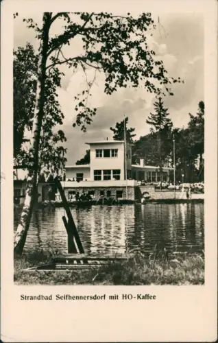Ansichtskarte Seifhennersdorf Strandbad Seifhennersdorf mit HO-Kaffee 1953