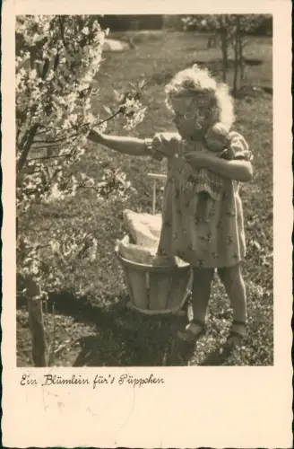 Kinder Mädchen im Garten Fotokunst 1940 gel Feldpost Königsberg Ostpreu0ßen WK2