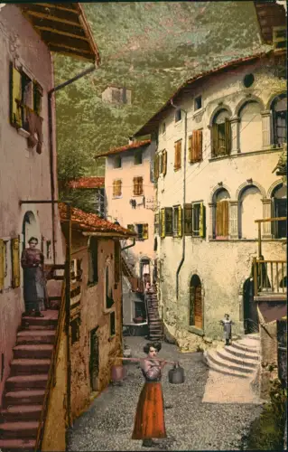 Cartolina Riva del Garda Straßenszene mit Frauen 1913