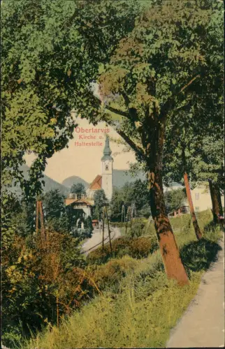 Cartolina Tarvis Tarvisio Trbiž Obertarvis Kirche u.Haltestelle 1912