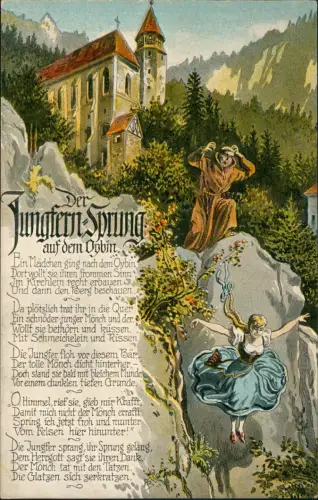Ansichtskarte Oybin Künstlerkarte der Jungfernsprung - Künstlerkarte 1912