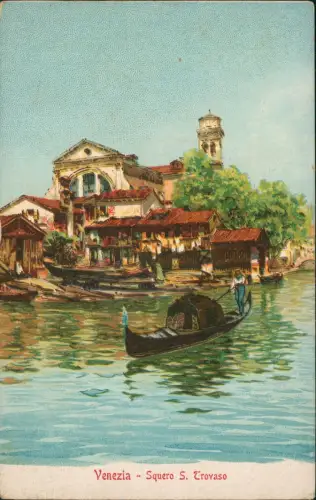 Cartolina Venedig Venezia Squero S. Trovaso Gondel 1913  Venice