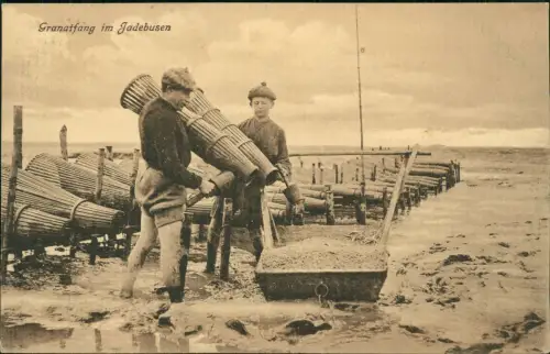 Ansichtskarte Schwei Jadebusen-Seefeld Granatfang im Jadebusen Männer 1917