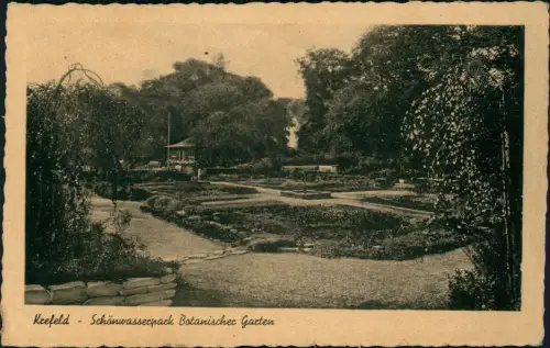 Ansichtskarte Krefeld Crefeld Schönwasserpack Botanischer Garten 1940