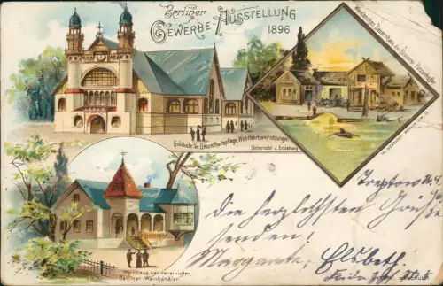 Ansichtskarte Litho AK Berlin Gewerbe-Ausstellung Weinhaus Bauernhaus 1896