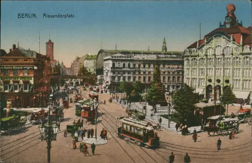 Ansichtskarte Mitte-Berlin Alexanderplatz. Straßenbahn Kaufhaus Tietz 1926