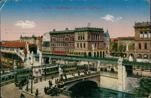Ansichtskarte Kreuzberg-Berlin Hallesches Tor Hochbahn Straßenbahn 1917