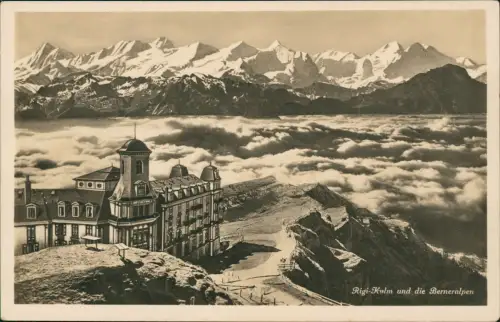 Ansichtskarte Arth SZ Rigi Kulm Wolkenmeer Berner Alpen Fotokunst 1930